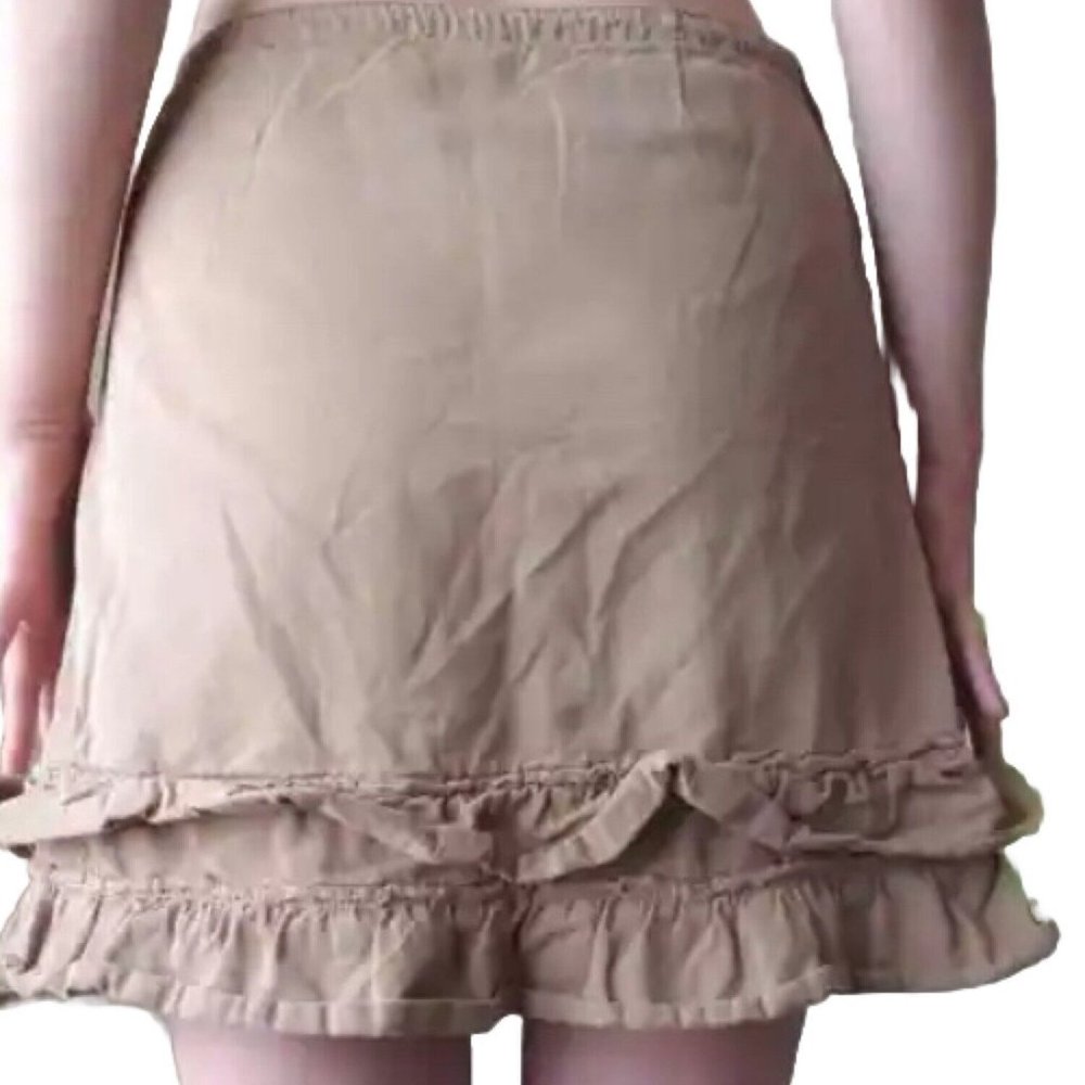 JCrew Cargo Mini Skirt Khaki y2k Ruffles Tie Zip Up J. Crew Women Size 0 Vintage - Picture 12 of 13